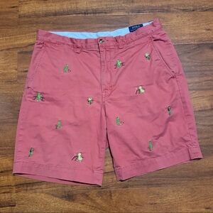 Polo Ralph Lauren Mens All Over Embroidered Shorts Size 34 Red Cricket Preppy